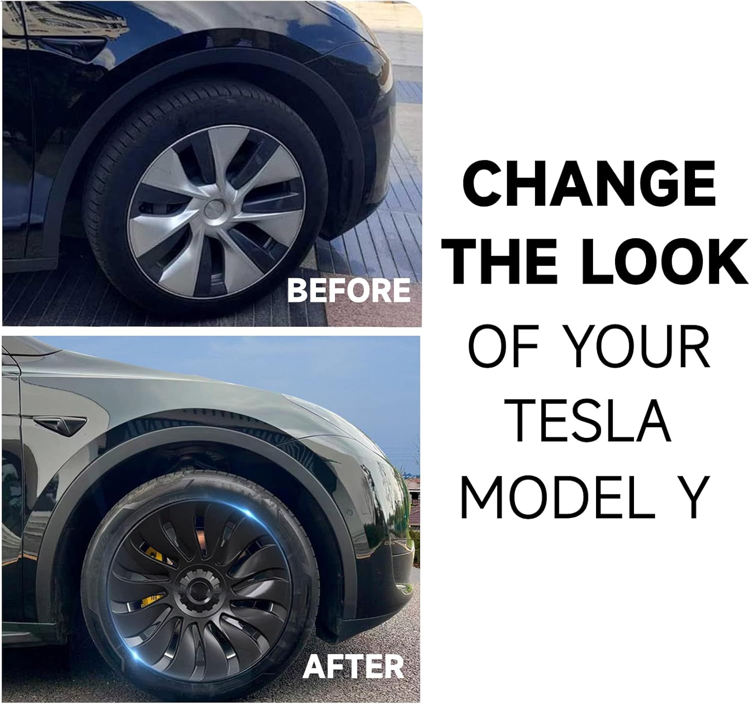 Motrobe Tesla - Tapacubos modelo Y de 19 pulgadas, 4 tapacubos de rueda de repuesto para cubierta de rueda OEM, protector de llanta ABS, negro mate, modelo Y, accesorios exteriores 2025-2020. - Image 3