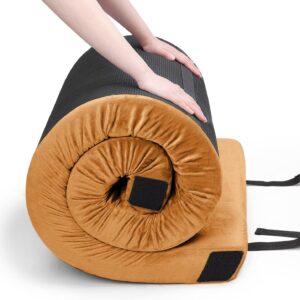 Willpo CertiPUR-US. - Colchón de espuma viscoelástica para campamento, portátil, para el suelo, para invitados, colchón ligero para tienda de campaña al aire libre con funda impermeable.