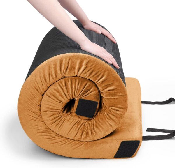 Willpo CertiPUR-US - Colchón de espuma viscoelástica para campamento, portátil, para el suelo, para invitados, colchón ligero para tienda de campaña al aire libre con funda impermeable.