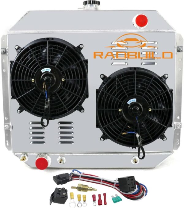 CU433 - Radiador de aluminio de 4 filas para Ford F100 F150 F250 F350 F500 Bronco Camiones V8 Radiador 1976 1977 1978 68 69 70 71 72 73 73 777 4 4 75 Kit de relé de termostato.