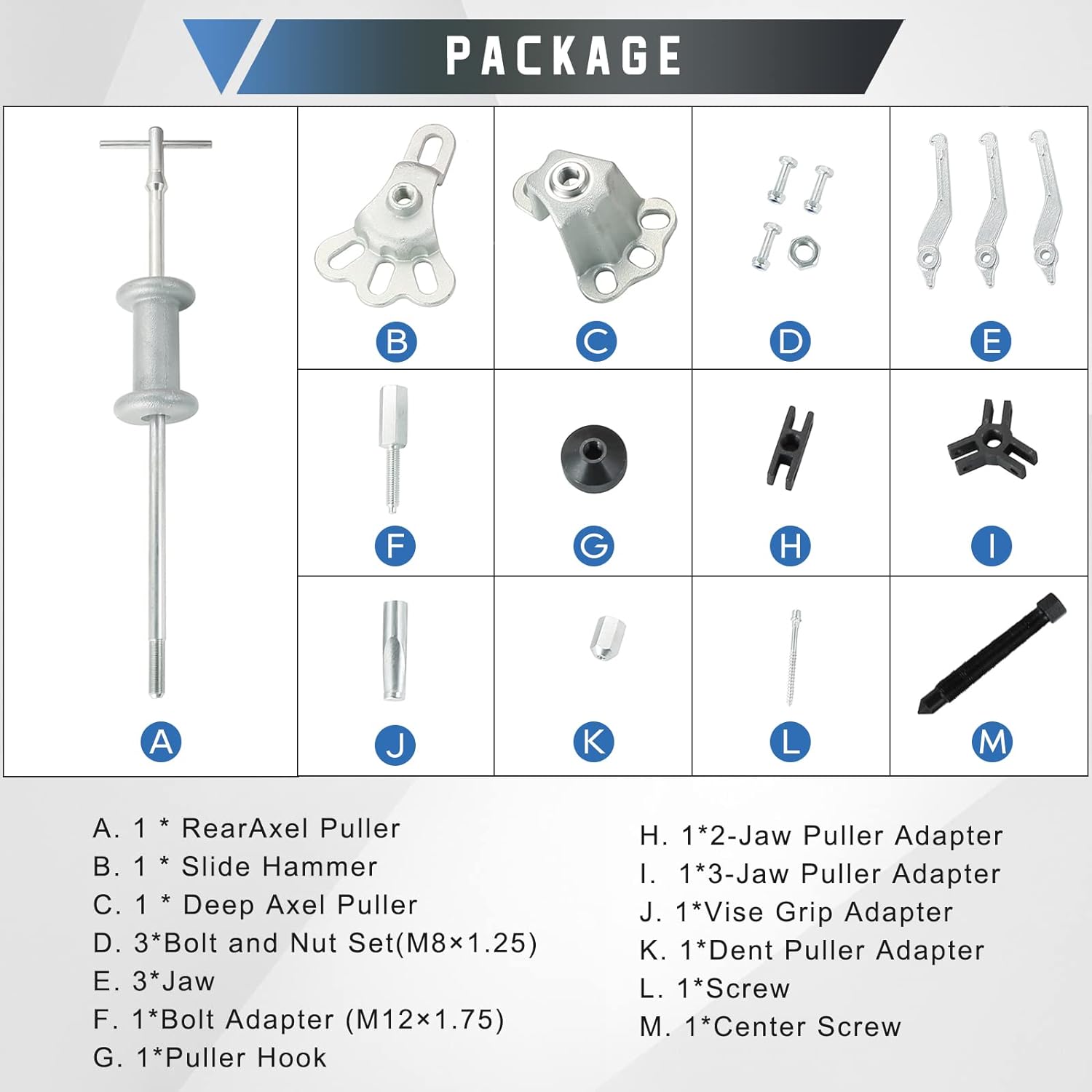 ATPEAM Juego de extractor de martillo deslizante de 9 vías | Juego de cubeta de cojinete de eje adaptador de llave, juego de extractor de engranajes de eje delantero y trasero. - Image 4