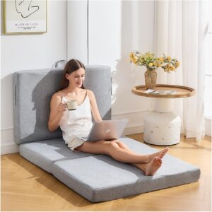 KGAUT. Colchón plegable de 3 plazas, tamaño individual, de 10 cm, con espuma viscoelástica, portátil, extraíble y lavable, con asas y base antideslizante para caravana, camping y habitación de invitados.