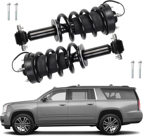 Dasbecan 84176631 84977478 - Par delantero de amortiguadores de amortiguador, control magnético de conducción con resorte compatible con Cadillac Escalade Chevy Tahoe Suburban Silverado GMC Sierra.