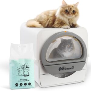 FAFargeen. Caja de arena autolimpiante grande, caja de arena para gatos con tapa cerrada, cuchara de control de olores, caja de arena para gatos para varios gatos con arena para gatos de 3.3 libras.
