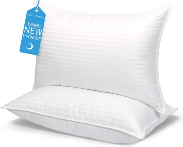 COZSINOOR Juego de 2 almohadas de cama tamaño Queen: calidad de hotel, relleno de microfibra alternativa para espalda, estómago, dormir de lado, transpirable y agradable al tacto.
