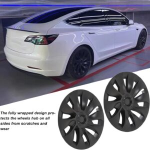 Tnyeobae. Cubiertas for bujes de Coche, 4 Unidades, tapacubos de 18 Pulgadas, Juego de 4 tapacubos de 18 Pulgadas, tapacubos Compatible with Tesla Model 3 Highland 2023 2024(Matte Black).