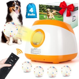 Wortade. Lanzador automático de bolas para perros, lanzador de bolas para perros con distancia de 40-60-80 pies, lanzador automático recargable de bolas para perros con 4 bolas .