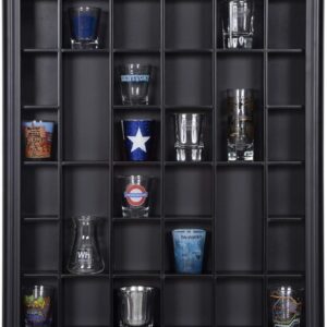 Gallery Solutions. #16FW1057, vitrina exhibidora de vasos, de 17 x 32 pulgadas, color negro.