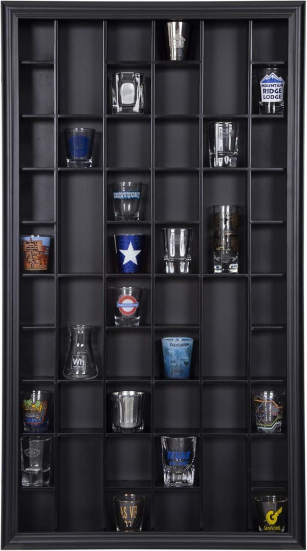 Gallery Solutions #16FW1057, vitrina exhibidora de vasos, de 17 x 32 pulgadas, color negro.