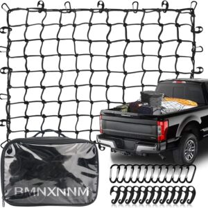 ADILIKADII. 25PCS Red de Carga para Cama de Camioneta, Red para Pick Up 4*6 Pie, Red de Carga para Pick Up, con 12 hebillas de metal y 12 hebillas de ABS, Red de Carga Altamente Elástica, para Dodge,Chevy,Toyota.