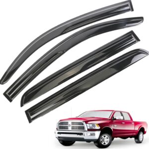 ECNEREFERR. MCD - Deflector de visera de ventana, 4 piezas para Ram 1500 Crew Cab 2010-2018 Ram 2500 3500 Mega Crew Cab.