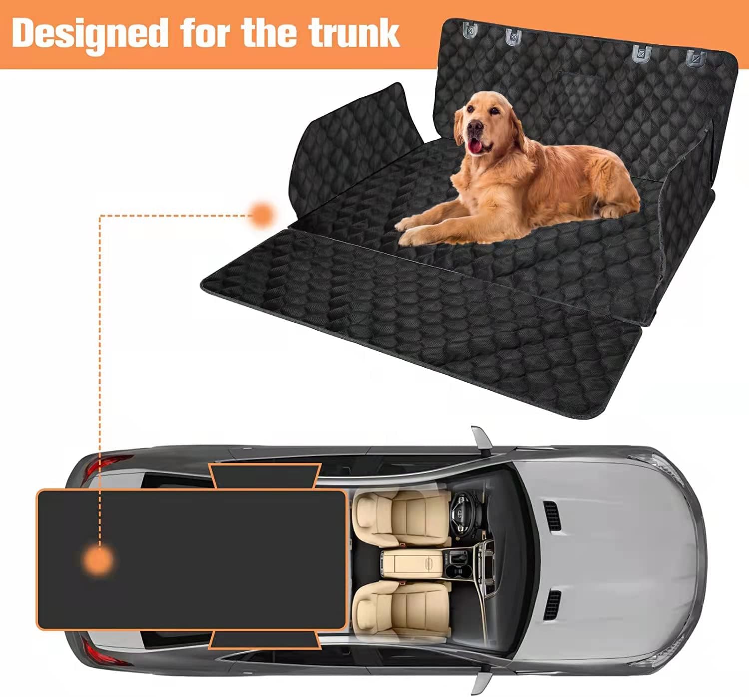 PETICON - Forro de carga para perros, de piel sintética, impermeable, para SUV, sedanes, furgonetas, con protector de solapa de parachoques, antideslizante, tamaño grande, ajuste universal. - Image 2