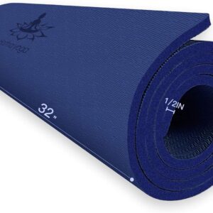 Hatha Yoga - Tapete de yoga extra grueso de elastómero termoplástico, 72 x 32 pulgadas de grosor, 1/2 pulgadas, respetuoso con el medio ambiente, certificado SGS, con refuerzo de ejercicio.