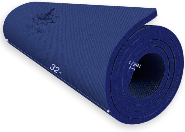Hatha Yoga - Tapete de yoga extra grueso de elastómero termoplástico, 72 x 32 pulgadas de grosor, 1/2 pulgadas, respetuoso con el medio ambiente, certificado SGS, con refuerzo de ejercicio.