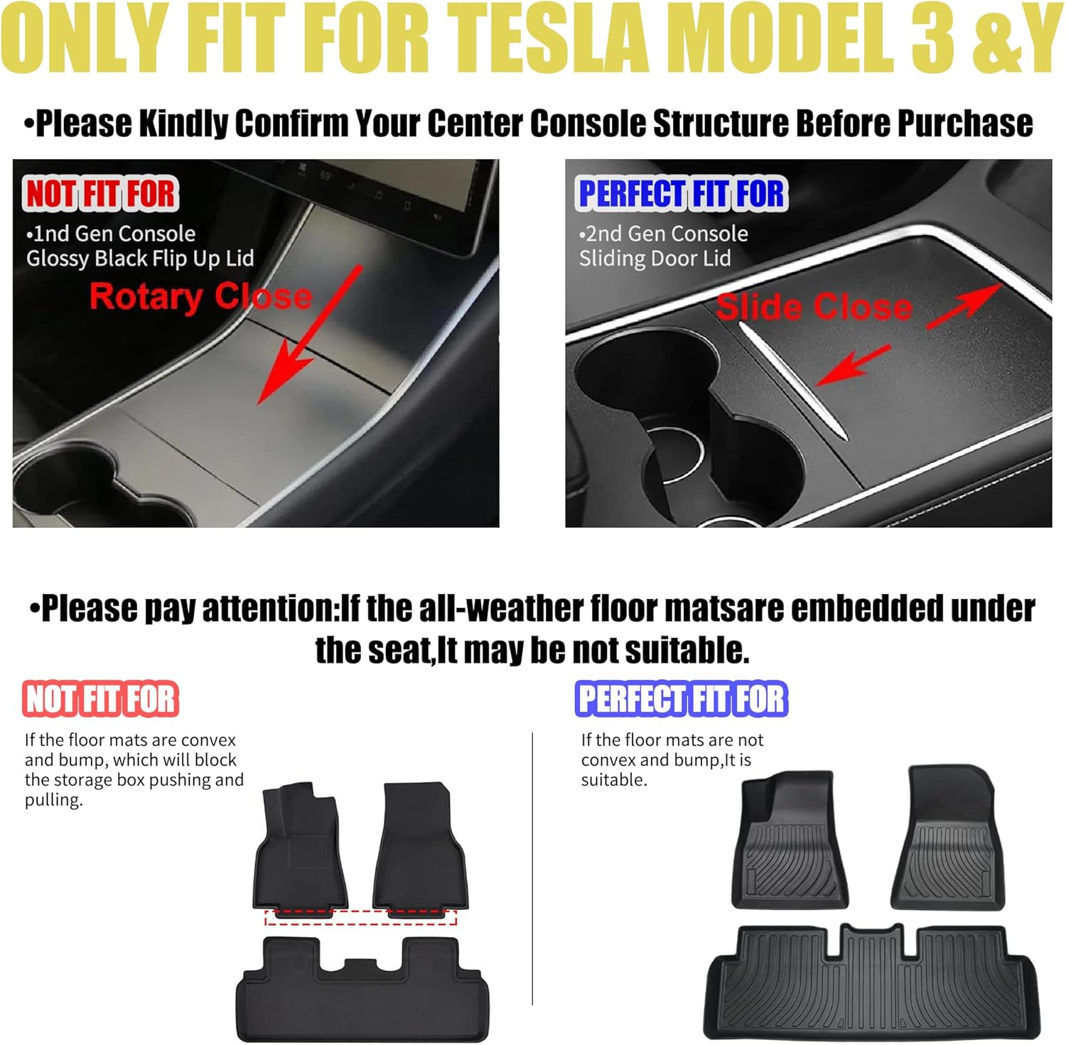 Motrobe - Bandeja organizadora de consola central Tesla Model Y para debajo del asiento, caja de almacenamiento para vasos, insertable en reposabrazos, caja de almacenamiento oculta. - Image 3