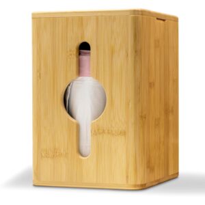 Simluxe. Dispensador de bolsas de basura con asas, soporte para bolsas de basura, compatible con rollos de bolsas de basura estándar, organizador de bolsas de basura para cocina, montado en la pared.