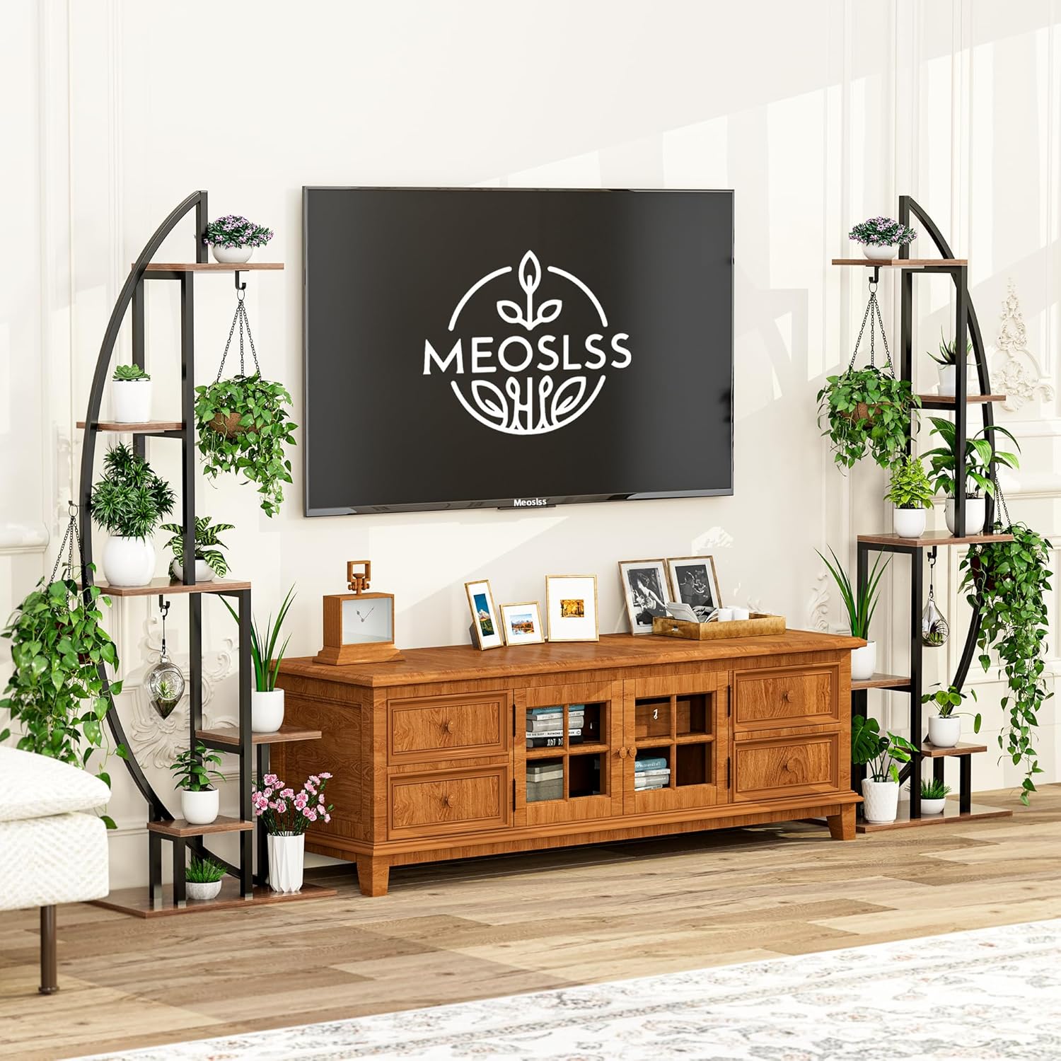 Meoslss. Soporte para plantas de interior con luces de crecimiento, estante de plantas de 6 niveles para plantas de interior, múltiples soportes de metal de 62 pulgadas, soporte de interior. - Image 2