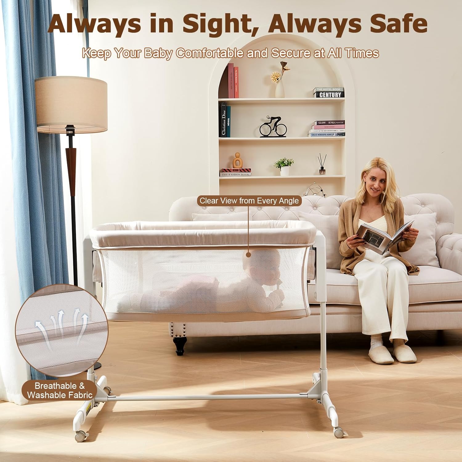 ONTHEWEI. Moisés para bebé, cuna mecedora 3 en 1 con ruedas. - Image 3