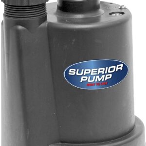 Superior Pump. 91250 1800GPH - Bomba utilitaria termoplástica sumergible con cable de 10 pies, 1/4 HP.