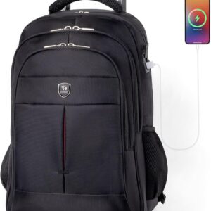 Diwolor. Mochila de viaje con asa desmontable de 35 l con ruedas aprobada por aerolíneas, ajuste giratorio de 360 °, mochila universitaria para portátil de 15.6 pulgadas con 4 ruedas.
