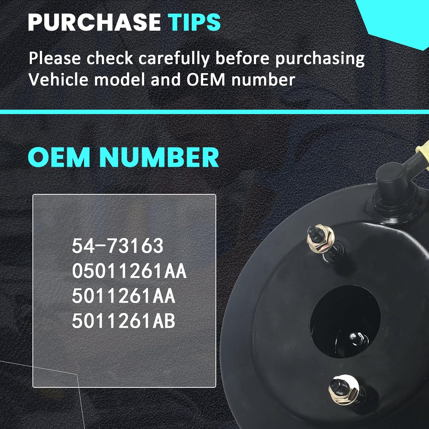 Potenciador de freno de aspiradora sin cilindro maestro compatible con Jeep Grand Cherokee 1999 2000 2001 2002 2003 2004, 4.0L 4.7L, reemplazo# 05011261AA. - Image 4