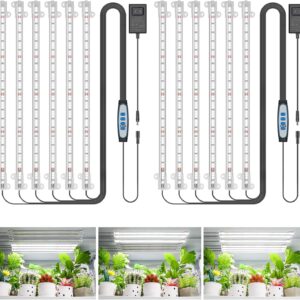 Wiaxulay. Luz de crecimiento, 360 luces LED de espectro completo para plantas de interior, tira de luz de crecimiento de 6 bares/16 pulgadas con temporizador automático de 6/12/16 horas, 3 modos.