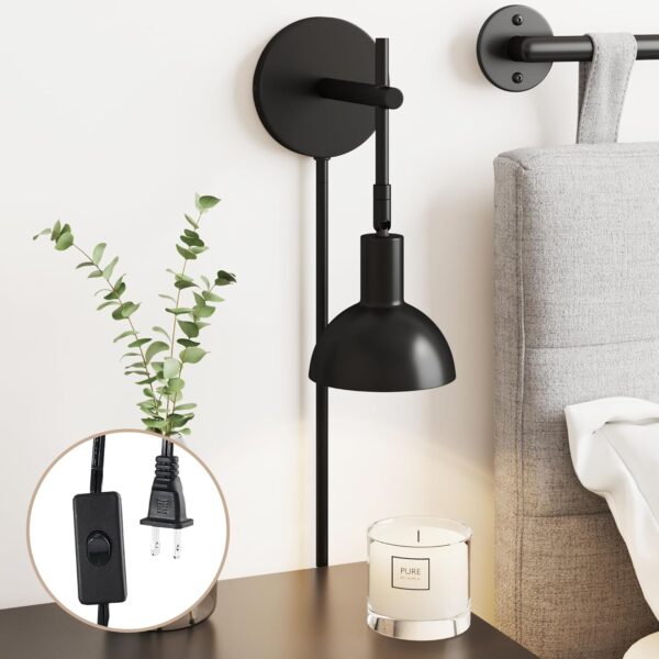 Tamlin - Lámpara de pared para pared, 1 lámpara de luz, aplique con interruptor de encendido/apagado para sala de estar. - Image 2