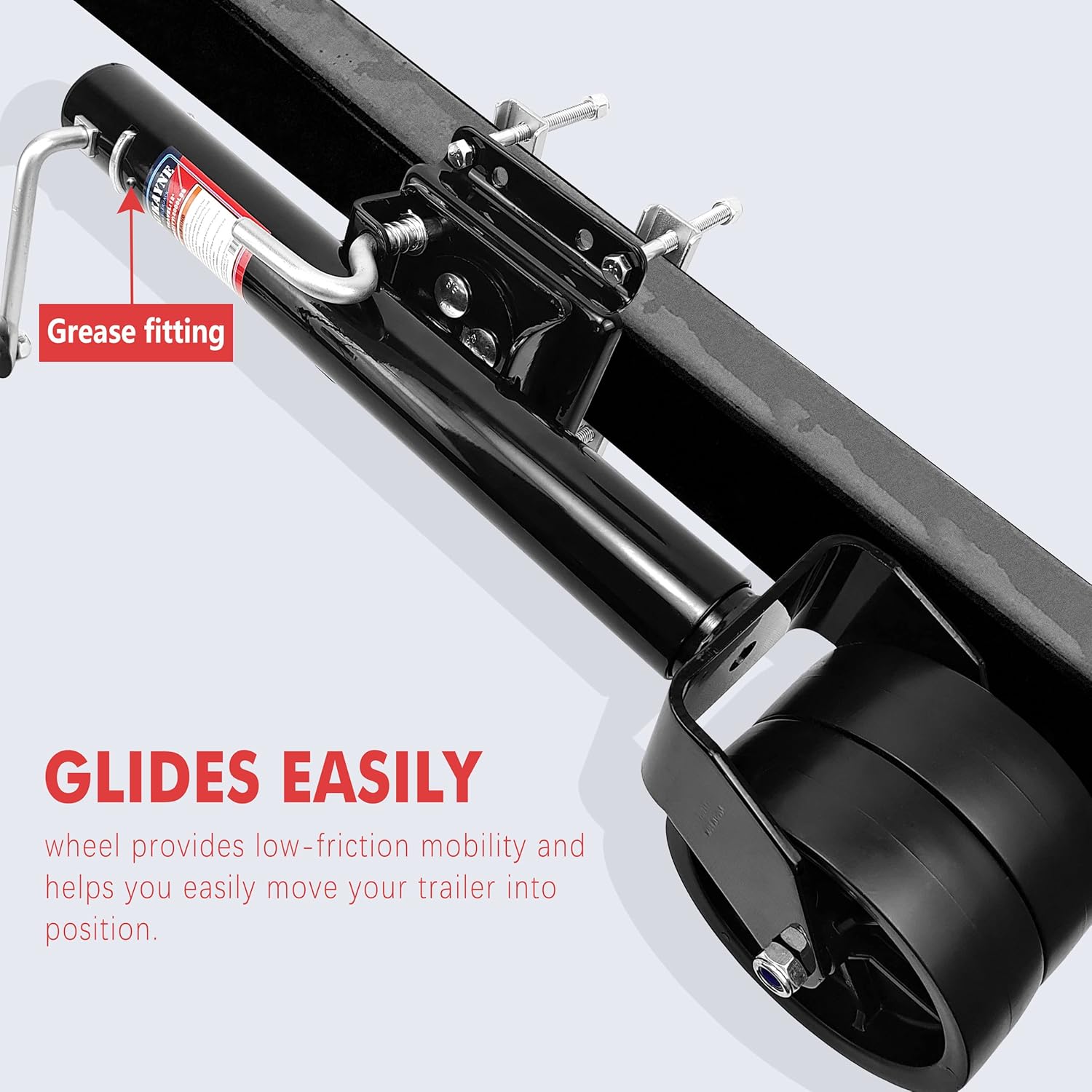 Aukayne - Jack para remolque de barco con rueda giratoria, 2000 libras, 12 pulgadas, elevación resistente (negro). - Image 5