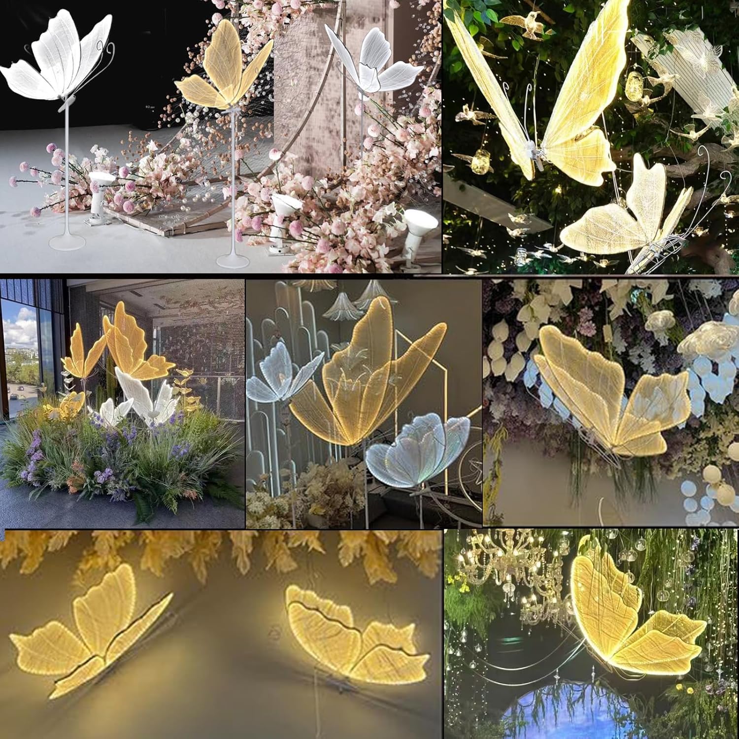 FLYINSKY. Lámpara de pie LED de mariposa de boda: lámpara de techo colgante de mariposa LED – Altura ajustable Accesorios de mariposa luminosa creativa para fiesta de boda (1, 23.6 in/23.6 pulgadas. - Image 2