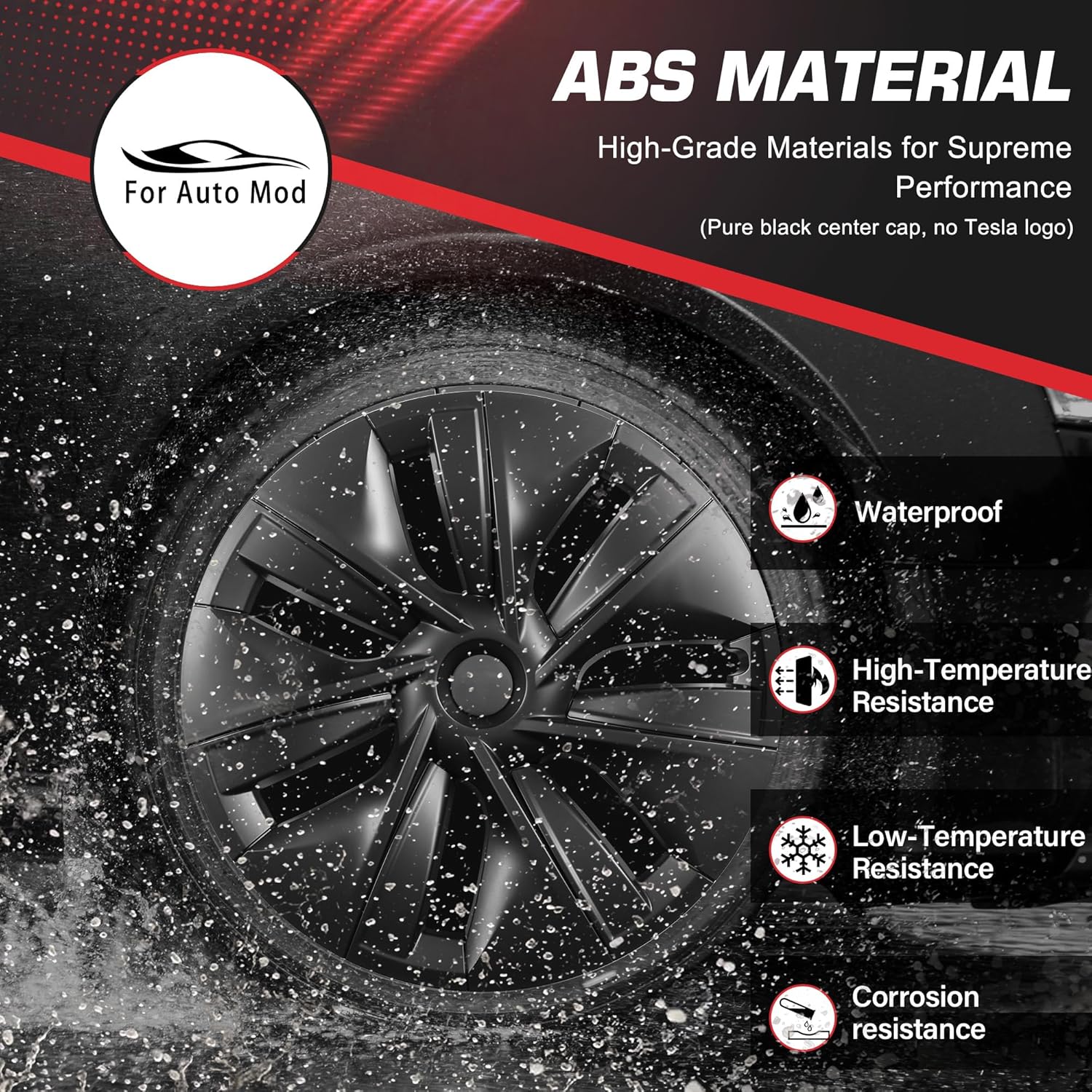 FORAUTOMOD Tesla Model Y - Cubiertas de rueda de 19 pulgadas, negro mate, 4 piezas, material ABS, a presión, se adapta a Tesla Model Y, compatible con ruedas de 19 pulgadas. - Image 3