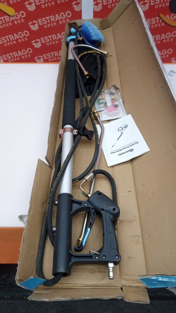 Varita telescópica para lavadora a presión de 24 pies con varita de extensión de lavadora a presión, herramienta limpiadora de canalones, 5 puntas de boquilla de pulverización, 2 adaptadores. - Image 3