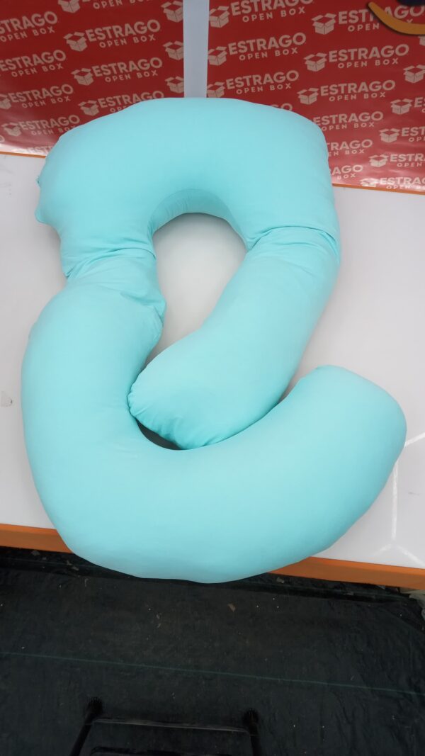 Momcozy Almohadas de embarazo en forma de U con funda extraíble de algodón, almohada de cuerpo completo de 57 pulgadas, soporte de maternidad, imprescindible para mujeres embarazadas, azul Tiffany. - Image 2