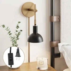 Tamlin - Lámpara de pared para pared, 1 lámpara de luz, aplique con interruptor de encendido/apagado para sala de estar.