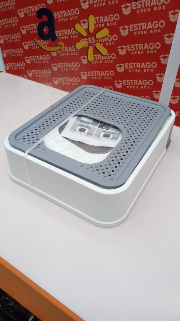 RIZZARI Caja de arena plegable para gatos, caja de arena grande de entrada superior con tapa, caja de arena cerrada para gatos con cuchara, cajón tipo inodoro para gatos pequeños y grandes (blanco). - Image 3