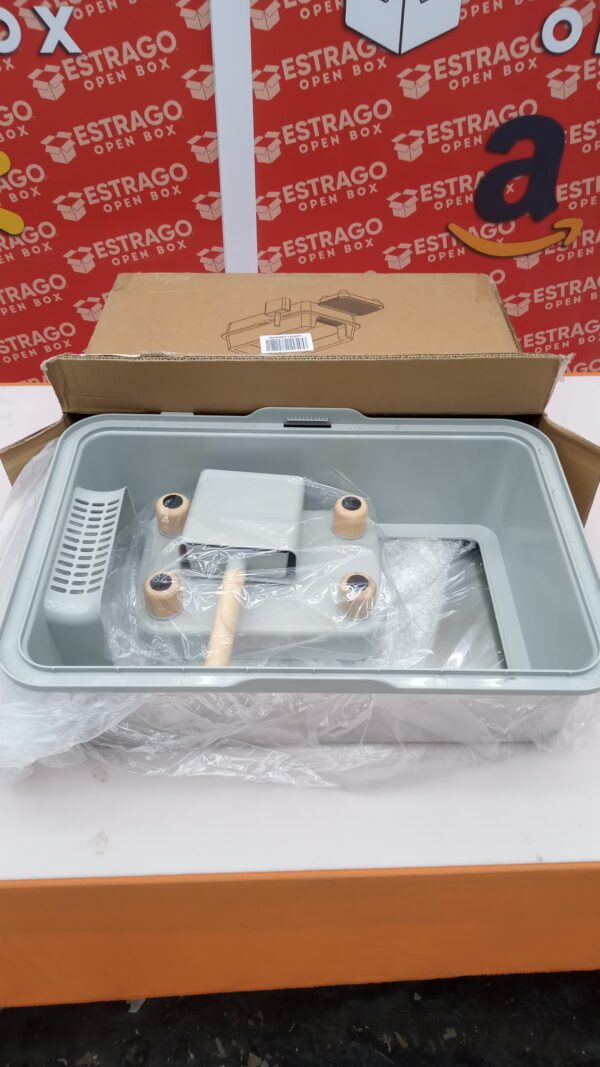 Caja de arena de acero inoxidable para gatos, caja de arena cerrada XL de metal con tapa para gatos grandes, lado alto, antifugas, fácil limpieza, antiadherente, incluye tapete de arena para gatos. - Image 3