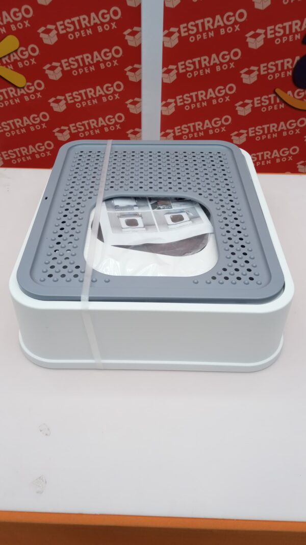 RIZZARI Caja de arena plegable para gatos, caja de arena grande de entrada superior con tapa, caja de arena cerrada para gatos con cuchara, cajón tipo inodoro para gatos pequeños y grandes (blanco). - Image 2