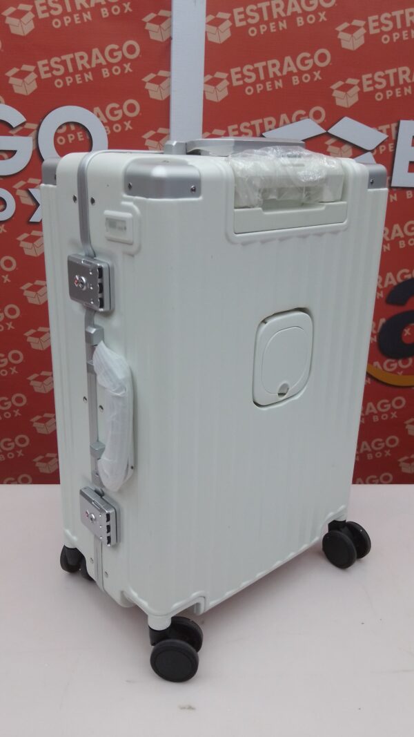 veliz de transporte con ruedas giratorias, veliz de transporte con marco de aluminio con bloqueo TAS, maletas rígidas con soporte para vasos y puerto USB, Blanco (Milky White), 50.8 cm. - Image 2