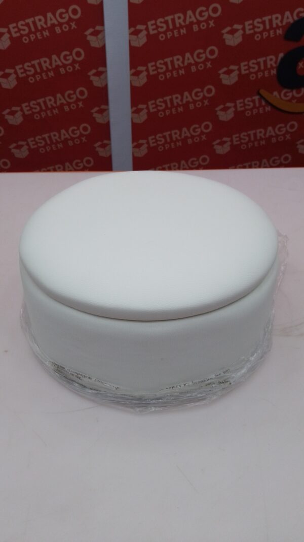 Taburete otomano ajustable color blanco, para sala de maquillaje, taburete de cambiador con almacenamiento de maquillaje, silla de maquillaje giratoria para baño de piel sintética. - Image 2
