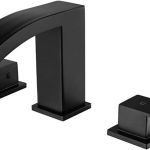 Grifo de cascada de 3 orificios Doble manija de doble manija ancho de boucet de pico ancho para lavabo de acero inoxidable de acero inoxidable Gold caliente y fría de acero inoxidable.