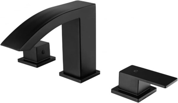 Grifo de cascada de 3 orificios Doble manija de doble manija ancho de boucet de pico ancho para lavabo de acero inoxidable de acero inoxidable Gold caliente y fría de acero inoxidable.