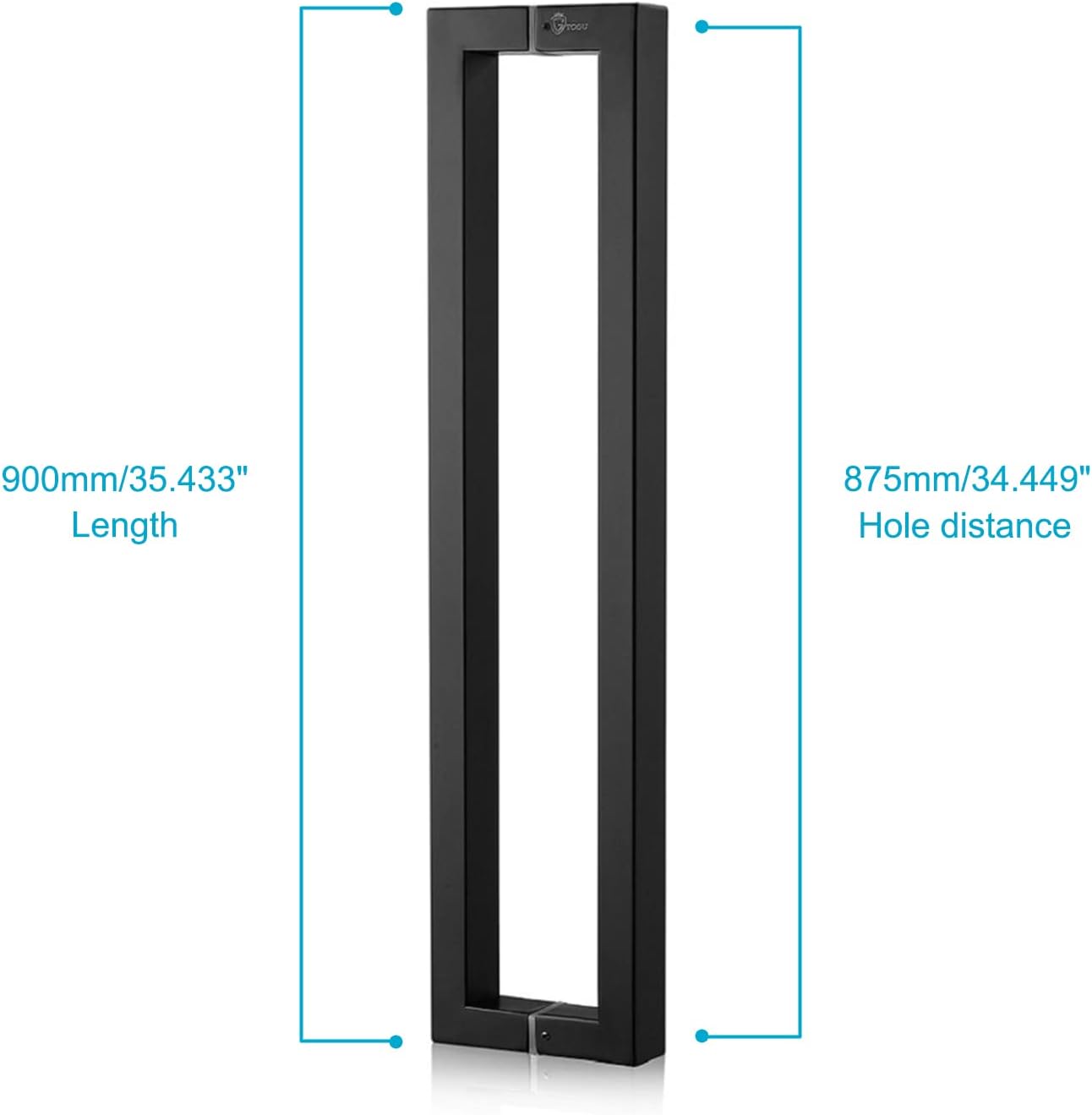 TOGU. TG-R3825. - Tiradores sólidos de 900 mm, resistentes SUS 304 de acero inoxidable, forma cuadrada/rectangular, para puerta de granero, tiradores de vidrio, acabado negro mate - Image 2