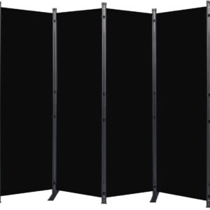 HOMSCREENER. Separador de habitación y pantallas plegables de privacidad de 6 paneles, divisores de habitación de 11 pies de ancho, visualización separadora de habitación portátil, d estudio negro.