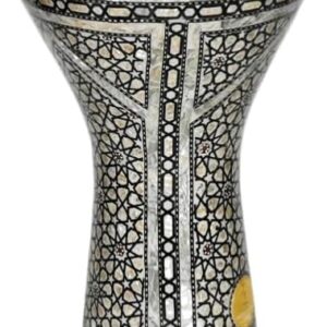 Nuevo Gawharet El Fan Drum Darbuka tabla doumbek 17/17.5 pulgadas con incrustaciones de nácar instrumento musical egipcio (Black Draco).