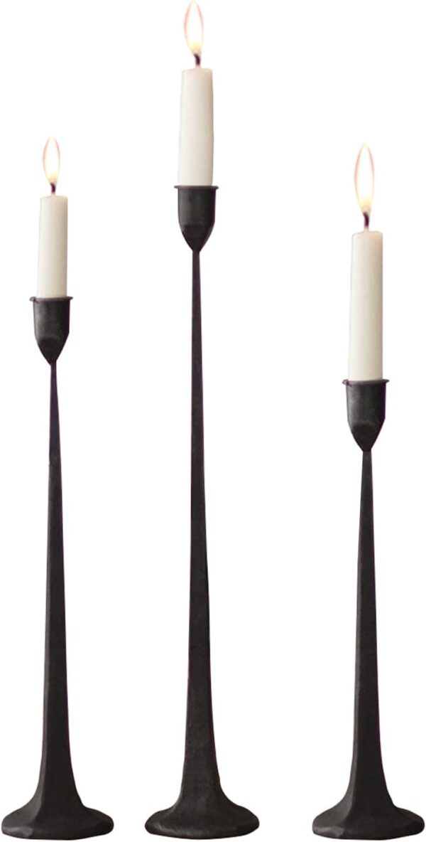 Portavelas de hierro cónico, soporte decorativo para cirios, candelabros para bodas, cenas, fiestas, juego de 3.