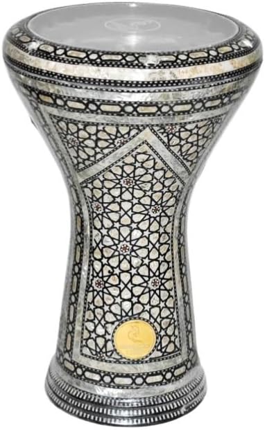 Nuevo Gawharet El Fan Drum Darbuka tabla doumbek 17/17.5 pulgadas con incrustaciones de nácar instrumento musical egipcio (Black Draco). - Image 3