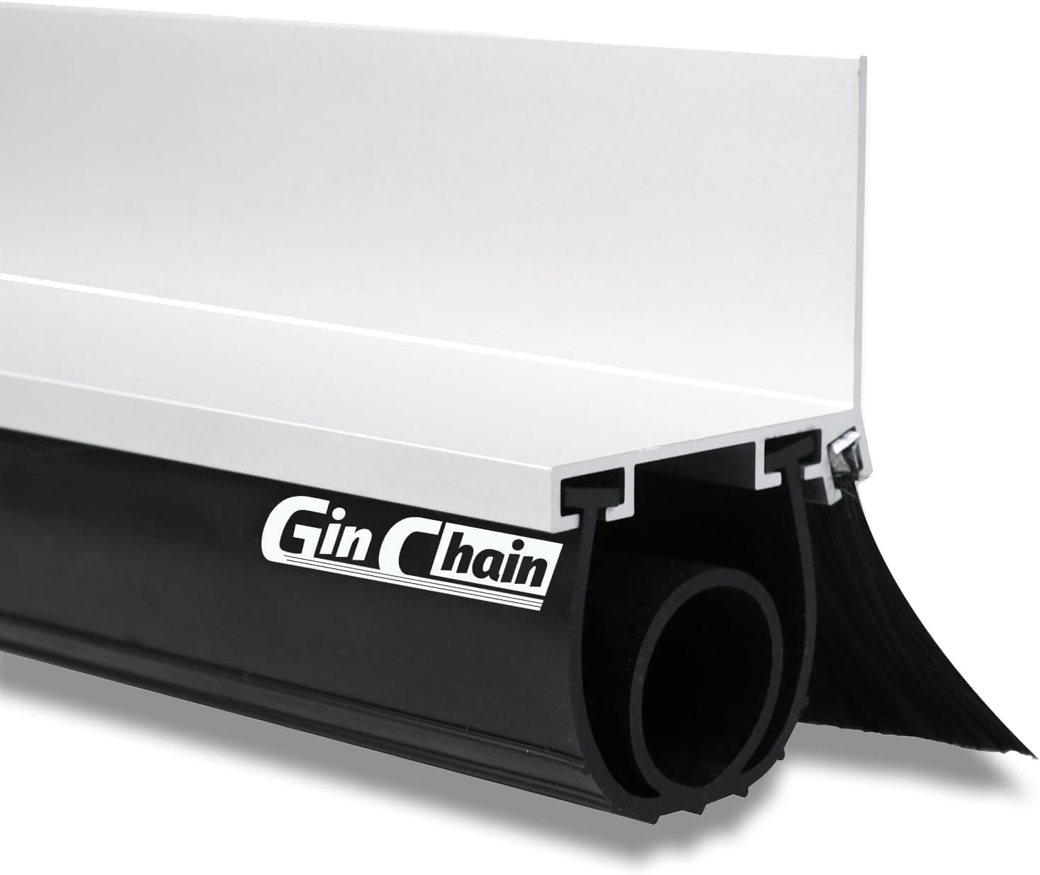 Ginchain. Sellos de puerta de cochera, goma inferior en forma de U +O de alta resistencia con base de retención de riel de aluminio + kit de combinación de cepillo para polvo de 5 cm, kit universal de pelado para puerta de cochera (16.4 pies).