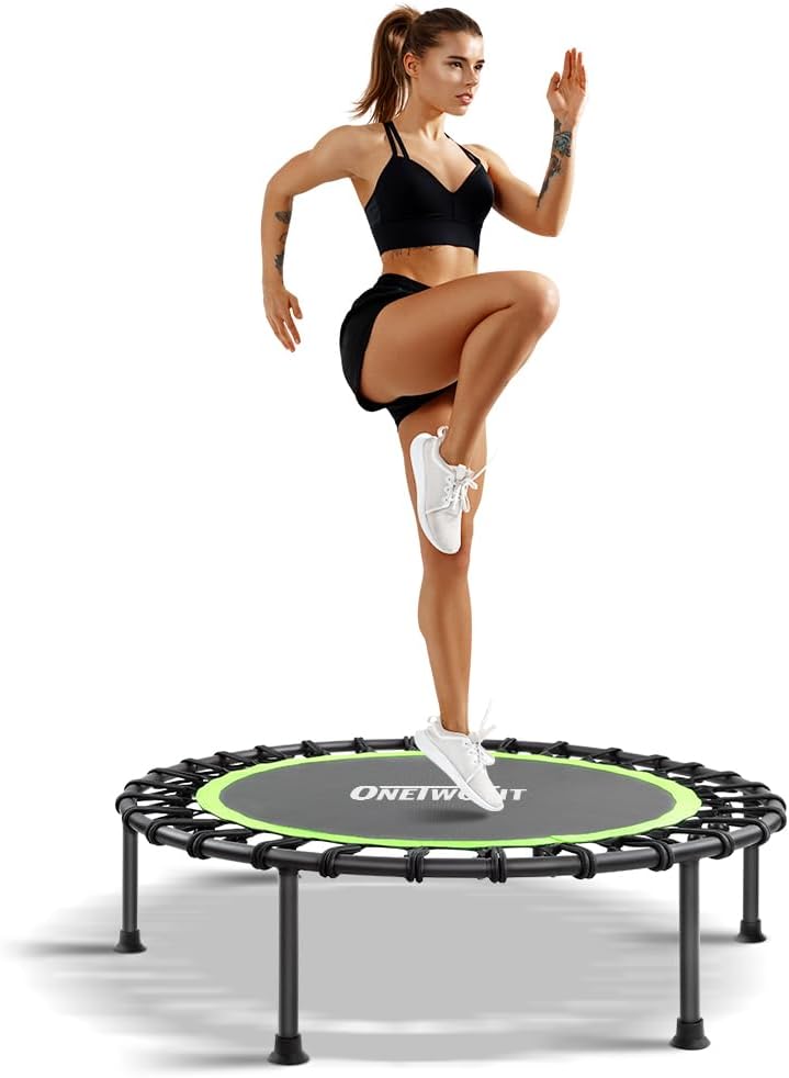 ONETWOFIT. Trampolín de Rebote para Adultos, silencioso, Mini trampolín para Ejercicio en Interiores, para Fitness, trampolín elástico.