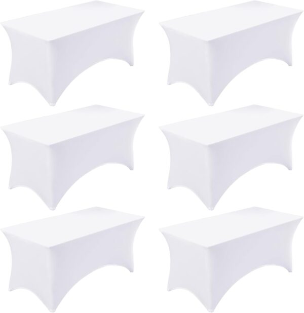 Juego de 6 fundas de mesa de elastano de 8 pies para mesas de 8 pies, manteles ajustables rectangulares plegables, manteles rectangulares elásticos para bodas, banquetes, fiestas.