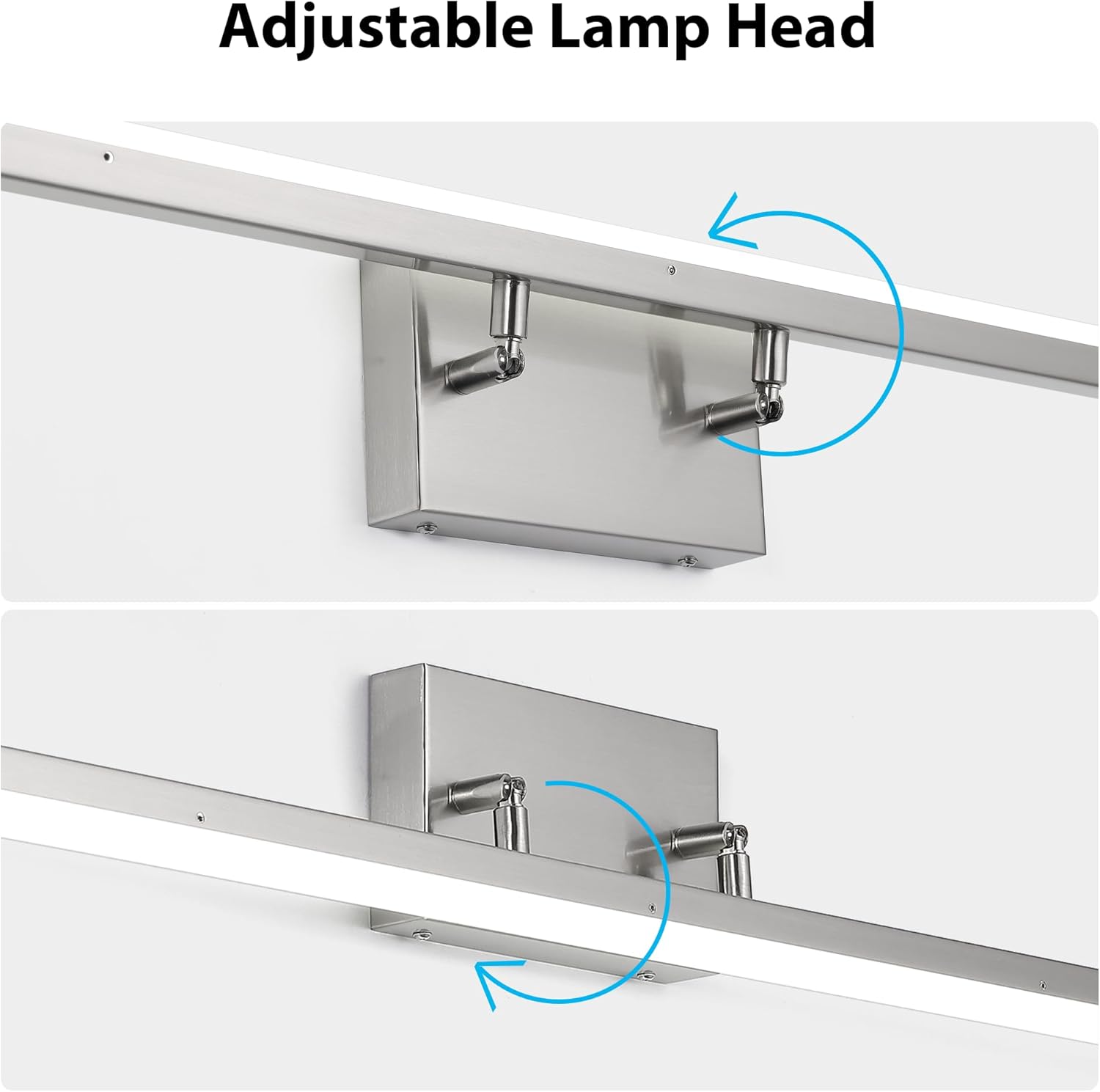 KAMLAM. - Lámparas LED de cambiador de 48 pulgadas, 3600 lm, regulables, 46 W y 5000 K, blanco frío, moderno ajustable sobre espejo de maquillaje, iluminación de pared para baño y recámara (1 luz). - Image 2