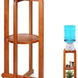 Brand. Dispensador de agua de madera maciza natural (32 pulgadas de alto-11.2 pulgadas de ancho), dispensador de bebidas con 3 estantes redondos incluidos para botellas de agua de 1-5 galones, jarra de agua.
